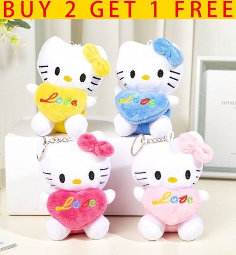 Hello Kitty Plush Toy Keychain Cartoon Keyring Pendant for Kids Birthday Gifts