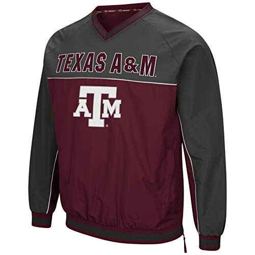 Colosseum Men's NCAA Athletic V-Neck Windbreaker Pullover With Tackle Twill Embroidery