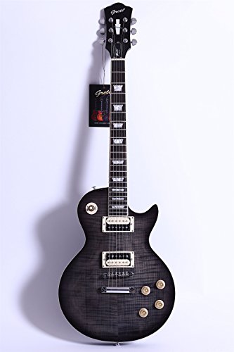 2019 NEW GROTE 6 String Electric Guitar Solid Mahogany Wood Flame maple top Chrome Hardware (black)