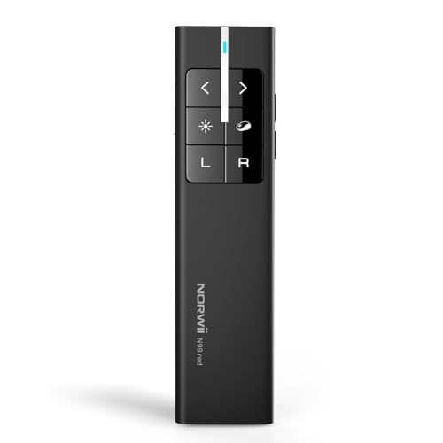 Norwii N99 Air Mouse Presentation Clicker with Pointer, Rechargeable Clicker for PowerPoint presentations, PowerPoint Clicker, Presentation Remote, Wireless Presenter, Handle Mouse - Black