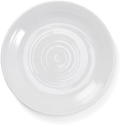 Comptoir de famille 20cm White Side Plates Porcelain Plates Set of 2 for Desserts, Appetisers & Snacks - Ripple Design, Microwave & Dishwasher Safe