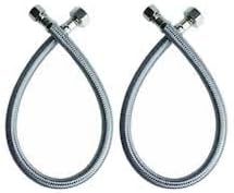 2 Toilet Seat Connection Hoses Steel Braided 3/8-3/8 Teeth Stainless (60 cm)