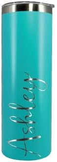 AVITO Personalized Tumbler - Laser Engraved - 20 oz Stainless Steel Skinny Tumbler - Includes Straw and Lid - Vacuum Insulated - Personalized Gift for Bridal Party, Birthday, Teacher Gift