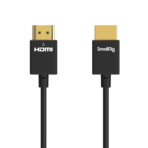 SmallRig Upgraded Ultra Thin HDMI Cable 55cm1.8Ft A to A, 4K Hyper Super Flexible Slim Cord, High Speed Supports 3D, 4K@60Hz, Ethernet, ARC Type-A Male to Male for Camera, Monitor, Gimbal - 2957B