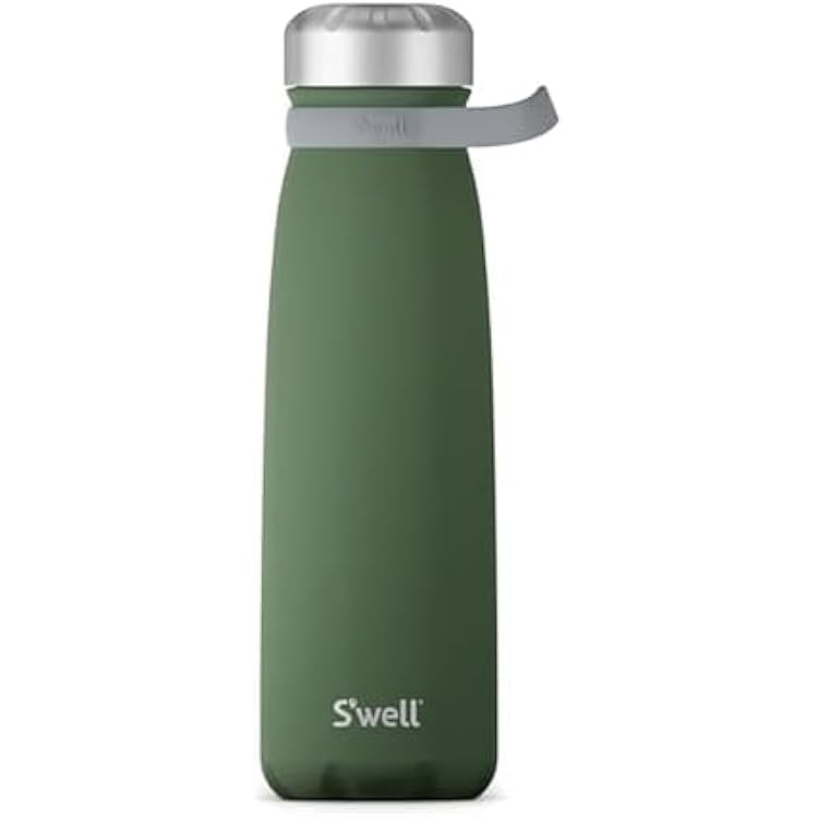 Swell Stainless Steel Traveler With Handle, 40oz, Green Jasper, Triple Layered Vacuum Insulated Containers Keeps Drinks Cold for 60 Hours and Hot for 20, BPA Free, Easy Carrying On the Go