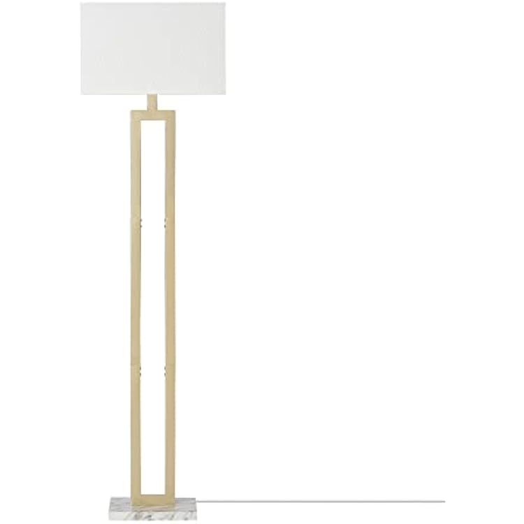 Globe Electric 12273 DAlessio 58 Floor Lamp, Gold, White Linen Shade, Faux Marble Base, OnOff Socket Rotary Switch, Title 20 LED Bulb Included