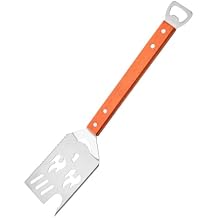5-in-1 Grill Spatula BBQ Tool, Stainless Steel Turner with Knife Fork Meat Tenderizer & Bottle Opener, Ergonomic Wooden Handle Multifunctional Grilling Utensil for Outdoor Cooking