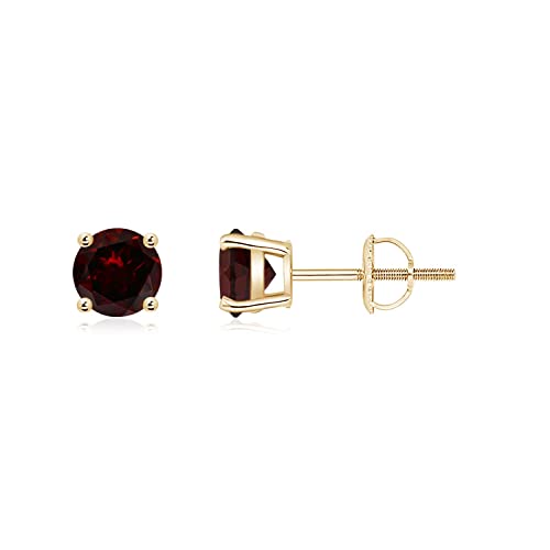 ANGARA - Womens Stud Earrings in 14K Solid Gold | Basket Set Round Gemstone Studs | Birthday, Anniversary Jewelry