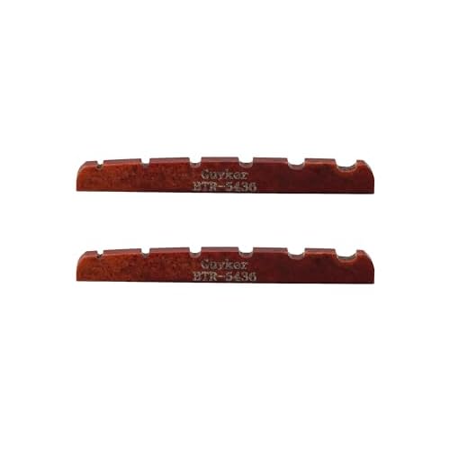 Guyker Bass Guitar Bone Nut - 6 String Flat Bottom Pre-Slotted Bone Nuts Replacement Parts Accessories for PB JB Precision Bass Jazz Bass Set of 2 Red, 54x3.5x6mm BTR-5436