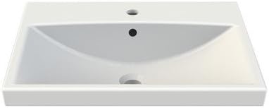 032000-U-One Hole Elite Rectangle Ceramic Wall Mounted/Self Rimming Sink, White