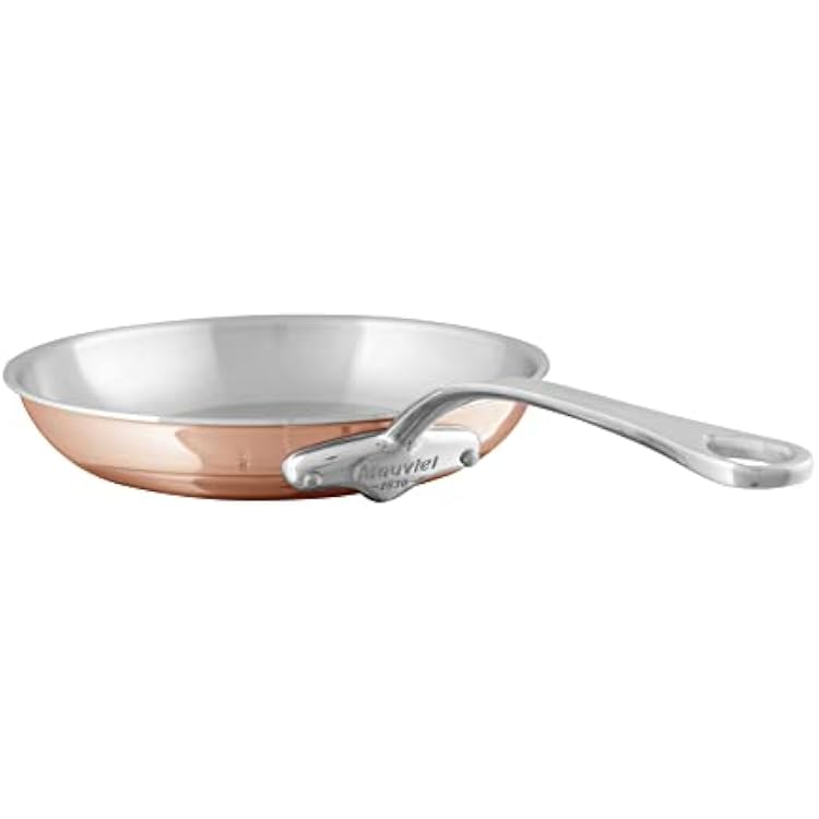 Mauviel M6S 6-Ply Polished Copper & Stainless Steel Frying Pan With Cast Stainless Steel Handles, 11.81-in, Made In France
