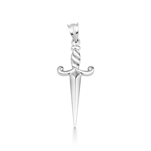 Claddagh Gold Bold .925 Sterling Silver 1-12 Polished Twisted Dagger Knife Pendant Necklace | Choice of Pendant Only or Chain Length