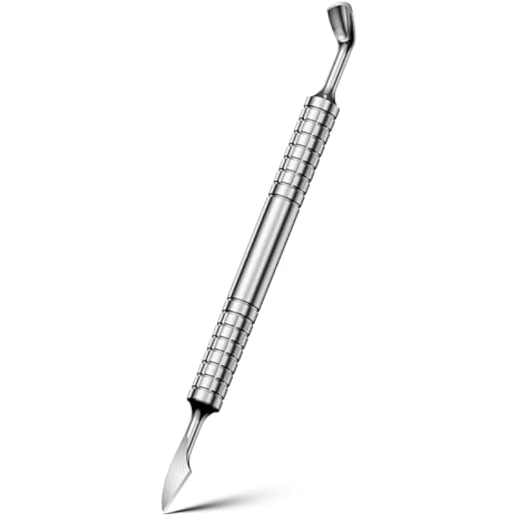 2025 Upgraded Dual-Head Cuticle Pusher Tool - Horseshoe shape & Chisel Edge Stainless Steel Remover Tool with Anti-Slip Wide Handle for Salon & Home Nail Care
