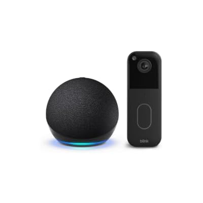 Amazon Echo Dot (newest model) Vibrant Speaker for Alexa& Blink Video Doorbell Bundle - HD View, Two-Year Battery, Charcoal & Black