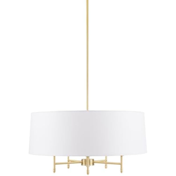 Hampton Hill Presidio Chandelier for Dining Room, 5-Light Chandelier for Entryway with Adjustble Height, Sloped Ceiling Compatible, Modern Chandelier Light, 24 W, GoldWhite