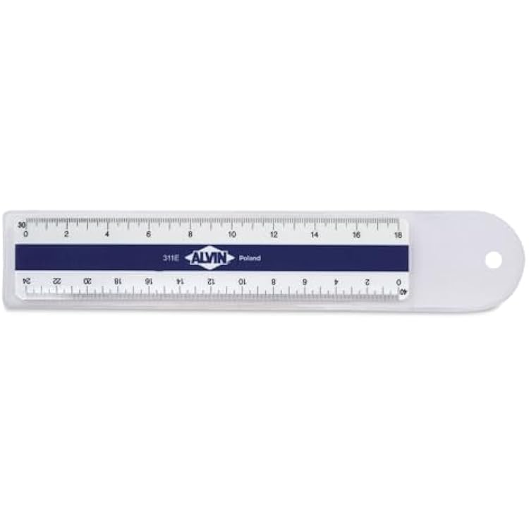 ALVIN Flat Pocket Engineer Scale Ruler Model 311E White Plastic - 6 inches