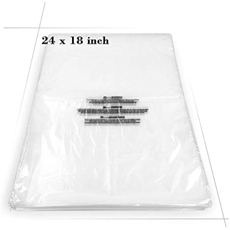 Becko US 18 X 24 Inch 100 Count Self Seal Clear Poly Plastic Bags with Suffocation Warning for Shipping, Packaging Clothes, Backpacks, Bedding, Dustproof & Permanent Adhesive