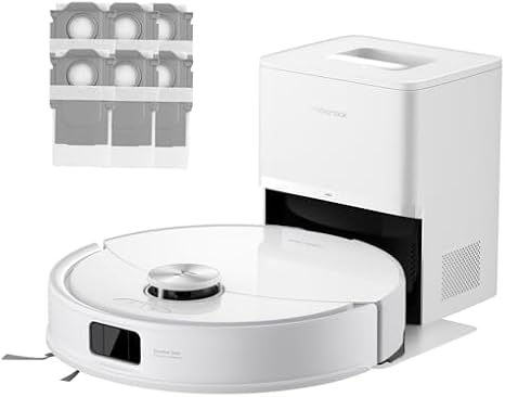 roborock Q10 S5+ Robot Vacuum and Mop White with 6-Pack Disposable Dust Bags