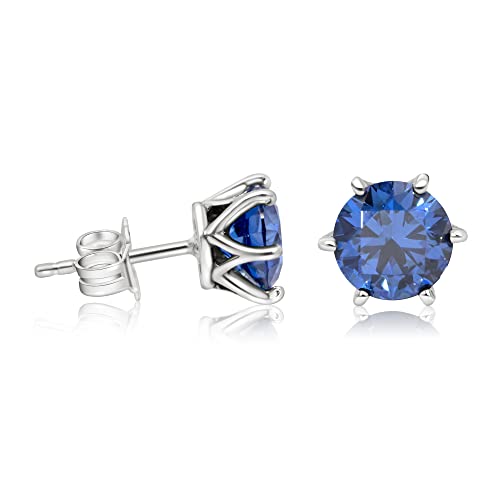 925 Sterling Silver Gemstone Stud Earrings for Women - Sterling Silver Earrings Studs - Gemstone Earrings for Women - Small Dainty Earrings for Women - Everyday Earrings for Women