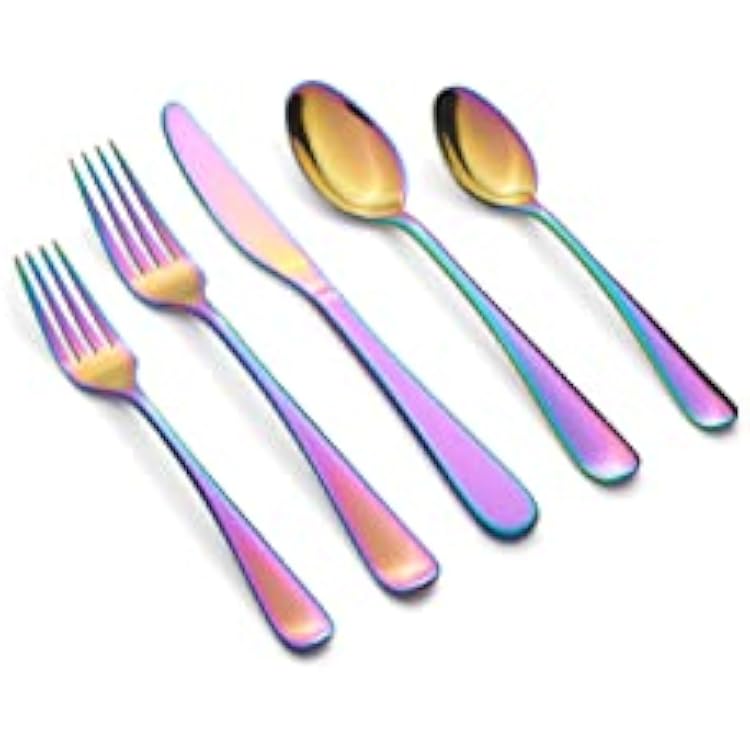 CAMBRIDGE Silversmiths Rhiannon Rainbow Mirror 20-Piece Flatware Set, Service for 4