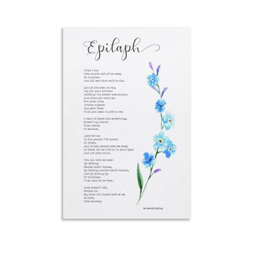 Epitaph Poem by Merrit Malloy When I Die, Poem on Death, Give Me Away Canvas Wall Art Poster For Roo Canvas Painting Posters And Prints Wall Art Pictures for Living Room Bedroom Decor 08x12inch20x30
