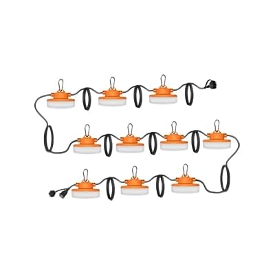 RAB Lighting String LED Work Lights – 50100 Ft – High-Lumen, IP65 Waterproof, Durable & Linkable Up to 300 Ft – Hanging Hooks for Job Sites, Construction, Outdoor Projects. STRING34-100