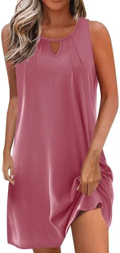 Women Summer Short Dress Loose Sleeveless Sundresses Beach Swimsuit Coverup Dresses Cute Casual Beach Party Dresses