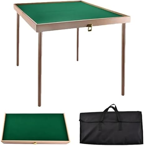 Mahjong Table, Portable Folding Wooden Table for Outdoor Card Games, Lightweight with Storage Bag