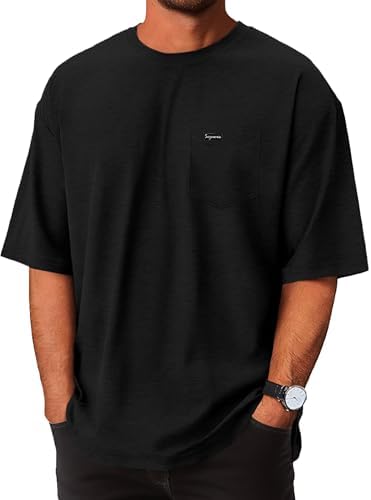 YawYews Mens Athletic Oversized Tshirts Lightweight Moisture Wicking Quick Dry Workout Tee with Pocket