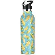 Kids Insulated Stainless Steel Water Bottle with Straw Lid for Boys Girls,Corn Cobs Dots Blue 20 Oz Sports Water Bottle Leak Proof Vacuum Double Wall
