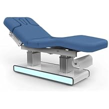 GreenLife Silverfox 2275 Esthetician Bed with LED Light Base,Luxury 4 Motors Heavy Duty Electric Massage Table Medical Spa Facial Treatment Bed, Adjustable Height/Backrest/Legrest,cUL Certified,Blue