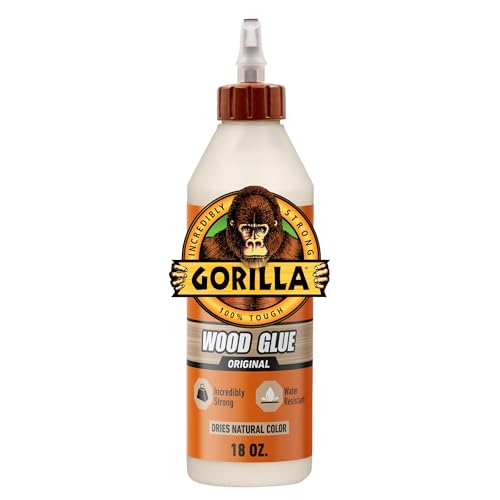 Gorilla Wood Glue, 18 Ounce Bottle, Natural Wood Color, Pack of 1