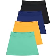 Real Essentials 4 Pack: Girls' Active Athletic Skort - Tennis Golf Skirt for Kids with Shorts Lining (4-16)