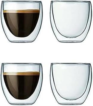 Needd Çift Katmanlı Espresso Cam Bardak Seti 4'lü 80 ml | Borosilikat Cam, Isı Yalıtımlı Double Wall Tasarım | Espresso, Ristretto ve Macchiato için Şeffaf Kahve Bardağı