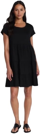Women's Tiered Knit Dress (US, Alpha, Small, Regular, Regular, Black)