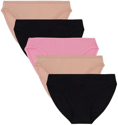 Womens 5-Pack Organic Cotton Stretch Bikini Panties, Ladies Soft Breathable Comfort Sexy Underwear