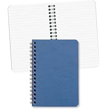 Clairefontaine - Ref 785961C - Age Bag Wirebound Notebook (100 Pages) - 9 x 14cm, Lined Rulings, 90gsm Brushed Vellum Paper, Pocket for Loose Documents - Black Cover