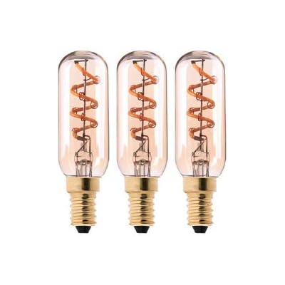 KLED LED Tubular Edison Bulb, Dimmable, T25 T8 3W 20W Equivalent, LED Filament Bulb, 200 Lumen, 2200K Warm White, Candelabra Base E12, CRI 85, UL-Listed Pack of 3