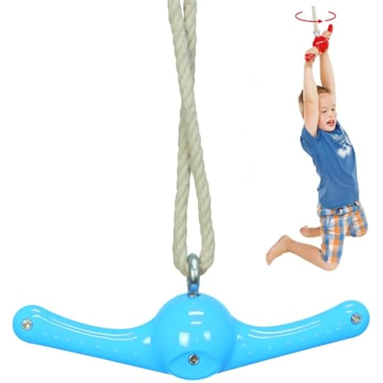 Swing Spins - 360 Spinner Swing for Boys Girls Indoor Outdoor Twister Activity, Flip Toy for Teens Exercise, Build Kids Body Strength, Basement Playground Backyard Fun Accessory, Blue