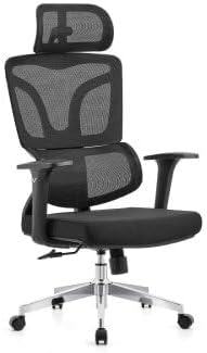 Atom Ofis Lilium Ergonomik Çalışma Koltuğu, Mesh Sırt, Kumaş Oturak, 3D Kolçak, Ayarlanabilir Bel ve Baş Desteği, Metal Ayak, Siyah