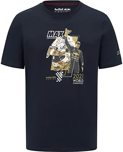 Red Bull Racing F1 Mens Special Edition Max Verstappen Champion Tribute Graphic T-Shirt Navy