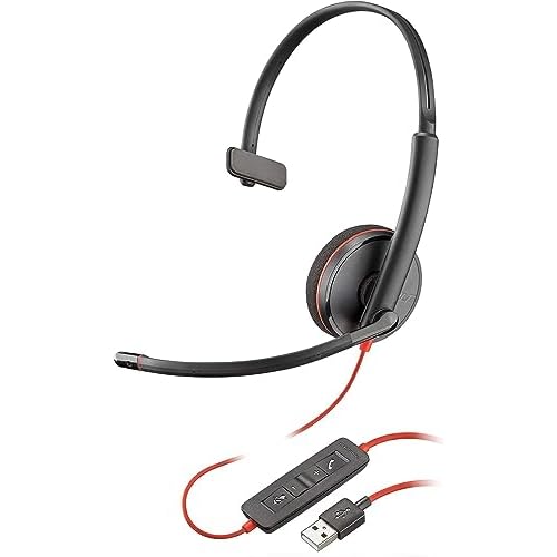 Plantronics Blackwire C3210 Headset Noise Cancelling Soundguard and Flexible Microphone Arm - Black