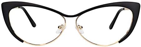 Zeelool Oversized Cat Eye Blue Light Blocking Glasses for Women Metal Eyewear Ellen VFM0176