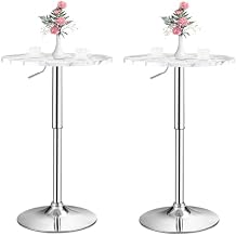 ERGOMASTER Bar Table, Height Adjustable Round Pub Table, Cocktail Table for Home & Kitchen (2 Pack, White)