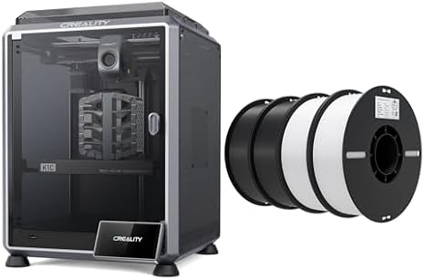 Creality K1C 3D Printer Bundle with PLA Filament 1.75mm 4 Packs(2 Black+2 White)