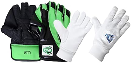 CW Match Wicket Keeping Gloves Catching Goves Wicket Keeper Gloves Combo Gloves with Inner Gloves Practice Training Gloves