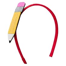 Wee Ones Girls' Grosgrain Wrapped Glitter Foam School-Themed Headband, One Size, Pencil