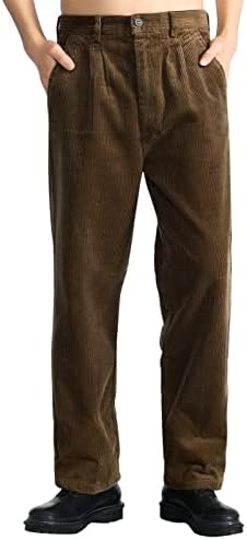 IDEALSANXUN Mens Corduroy Pants Casual Straight Leg Pleated Dress Pants
