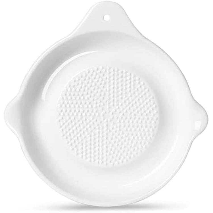 ONTUBE Ceramics Grater Plate for Ginger, Garlic, Onion, Cheese, Lemon, Chocolate, Vegetables and Fruits for Kitchen, White 5.5 x 1 Pieces