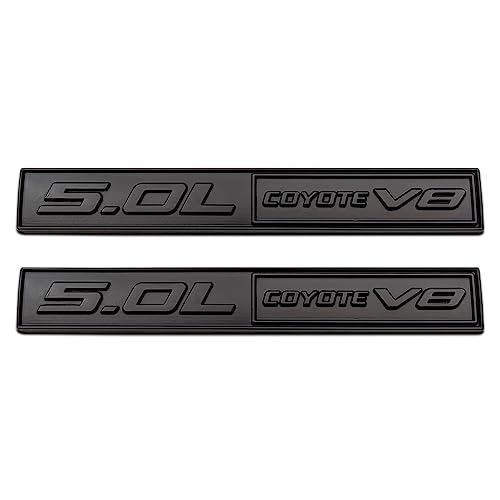 2Pcs Chrome 3D Metal 5.0L Coyote V8 Logo Engine Emblem Car Lid Trunk 5.0 Engine Badge GT Sticker Black